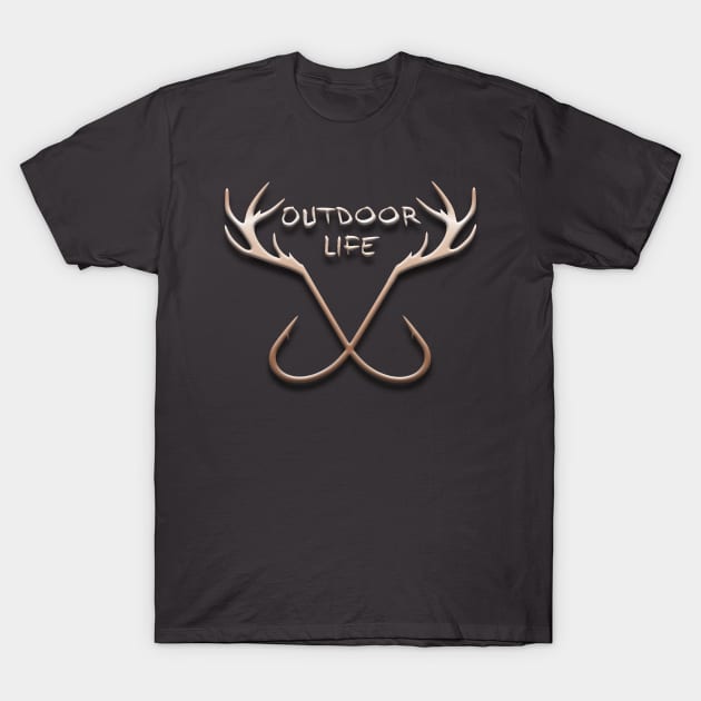 Outdoor Life Antler Hooks T-Shirt by Fisherbum